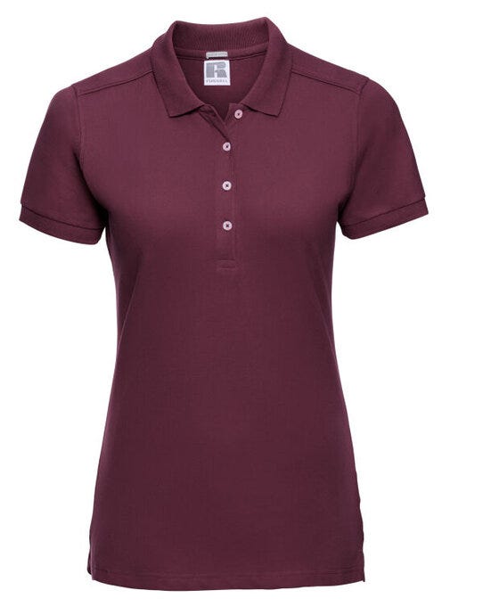 Russell Athletic 566F Russell Ladies Fitted Stretch Polo - Burgundy