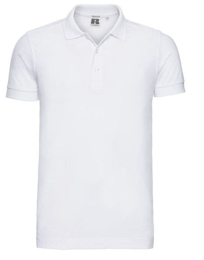 Russell Athletic 566M Russell Mens Fitted Stretch Polo - White