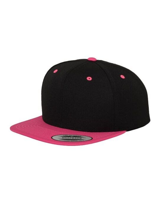 Flexfit 6089MT Two Tone Classic Snapback Cap - Black/Neon Pink
