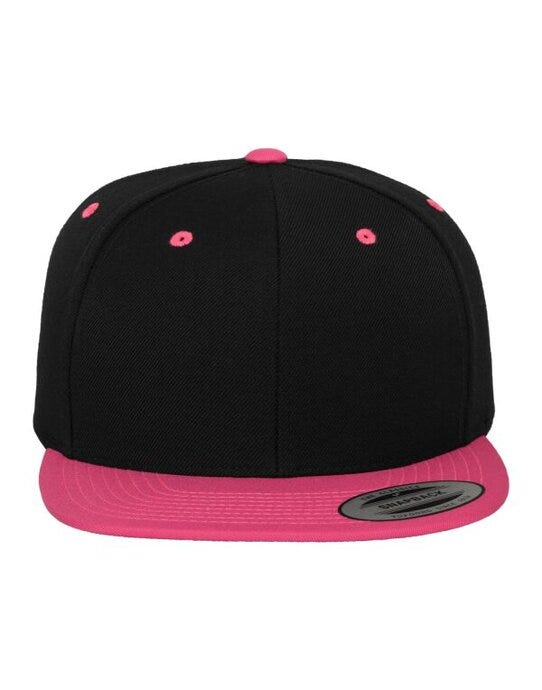 Flexfit 6089MT Two Tone Classic Snapback Cap - Black/Neon Pink