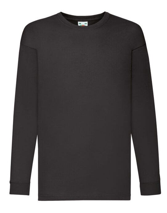 Fruit Of The Loom 61007 FOTL Kids Valueweight Long Sleeve T - Black