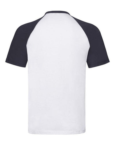 Fruit Of The Loom 61026 FOTL Mens Valueweight SS Baseball T - White/Deep Navy