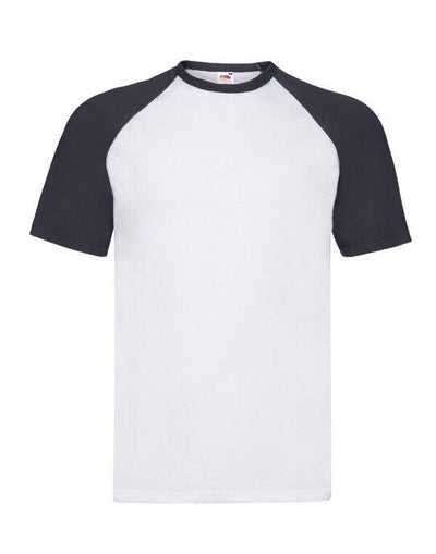 Fruit Of The Loom 61026 FOTL Mens Valueweight SS Baseball T - White/Deep Navy