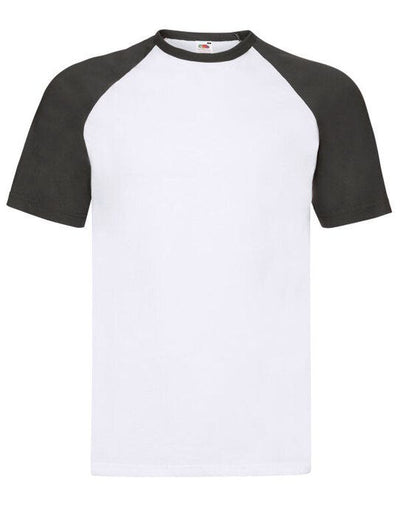 Fruit Of The Loom 61026 FOTL Mens Valueweight SS Baseball T - White/Black