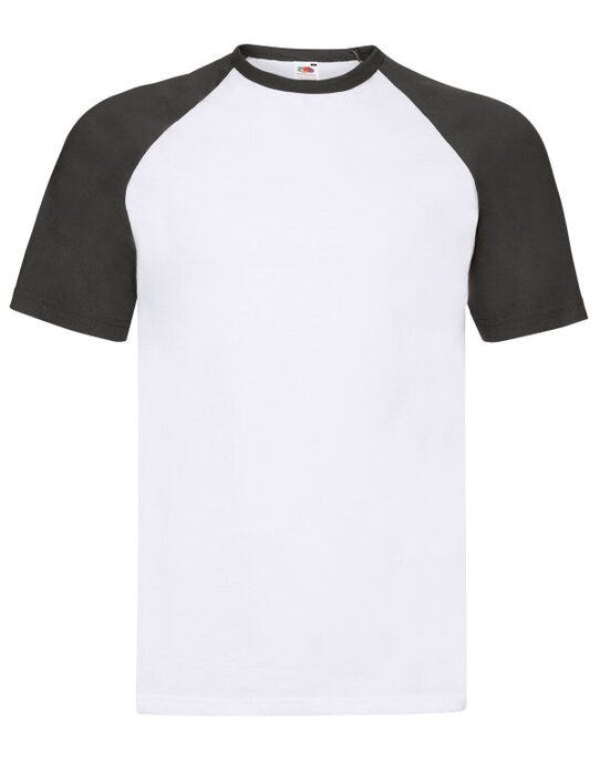 Fruit Of The Loom 61026 FOTL Mens Valueweight SS Baseball T - White/Black