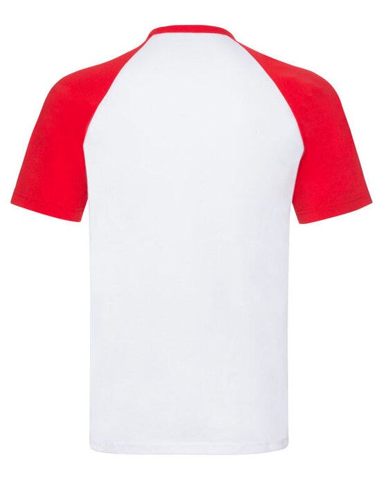 Fruit Of The Loom 61026 FOTL Mens Valueweight SS Baseball T - White/Red