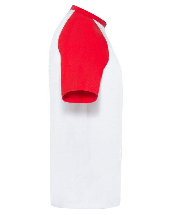 Fruit Of The Loom 61026 FOTL Mens Valueweight SS Baseball T - White/Red