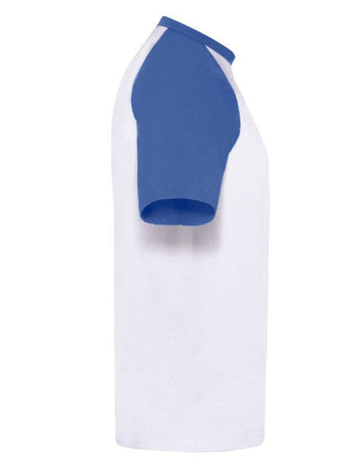 Fruit Of The Loom 61026 FOTL Mens Valueweight SS Baseball T - White/Royal Blue