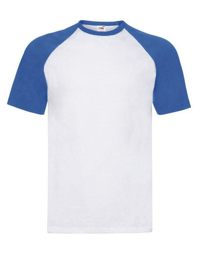 Fruit Of The Loom 61026 FOTL Mens Valueweight SS Baseball T - White/Royal Blue