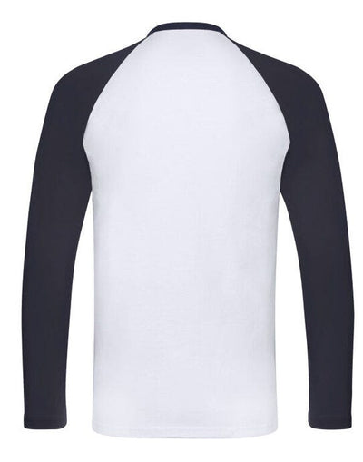 Fruit Of The Loom 61028 FOTL Mens Valueweight LS Baseball T - White/Deep Navy