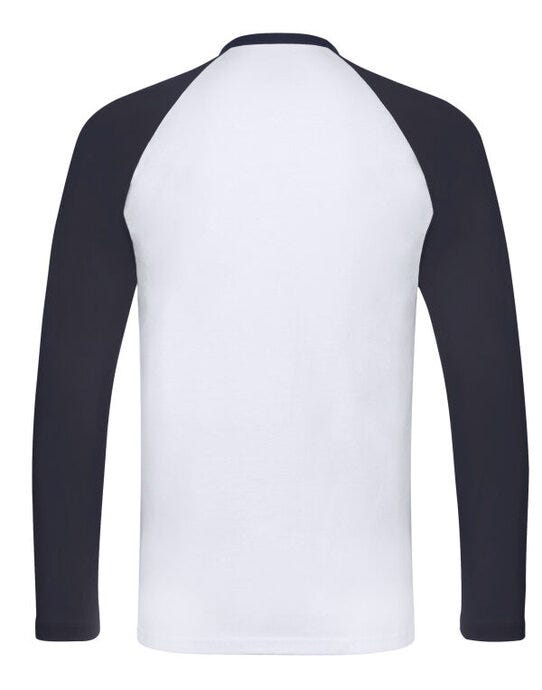 Fruit Of The Loom 61028 FOTL Mens Valueweight LS Baseball T - White/Deep Navy