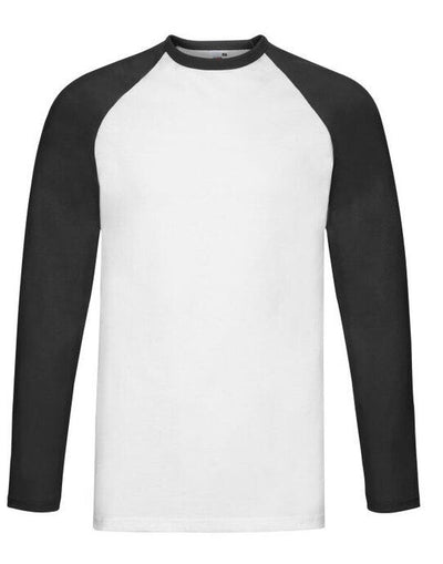 Fruit Of The Loom 61028 FOTL Mens Valueweight LS Baseball T - White/Black