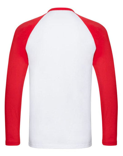 Fruit Of The Loom 61028 FOTL Mens Valueweight LS Baseball T - White/Red