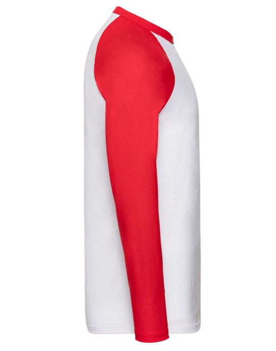 Fruit Of The Loom 61028 FOTL Mens Valueweight LS Baseball T - White/Red