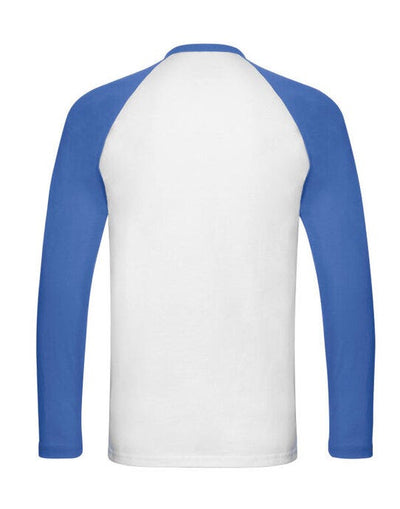 Fruit Of The Loom 61028 FOTL Mens Valueweight LS Baseball T - White/Royal Blue