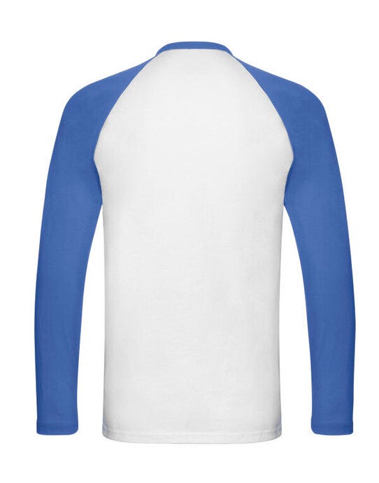 Fruit Of The Loom 61028 FOTL Mens Valueweight LS Baseball T - White/Royal Blue