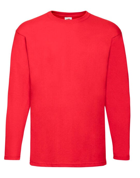 Fruit Of The Loom 61038 FOTL Mens Valueweight Long Sleeve T - Red