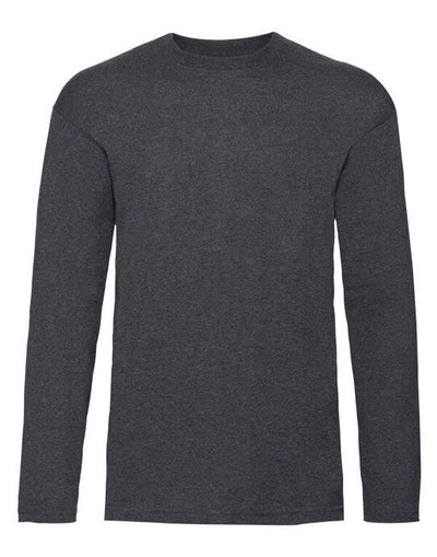 Fruit Of The Loom 61038 FOTL Mens Valueweight Long Sleeve T - Dark Heather