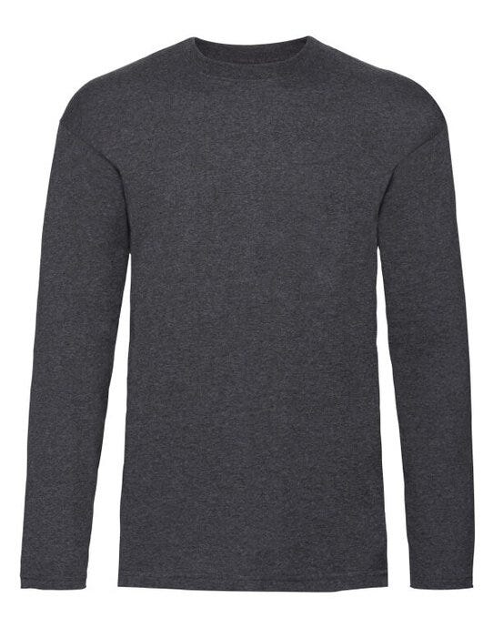 Fruit Of The Loom 61038 FOTL Mens Valueweight Long Sleeve T - Dark Heather