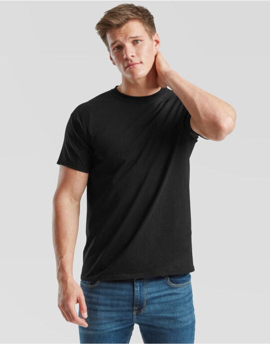 Fruit Of The Loom 61044 FOTL Mens Super Premium T - Black