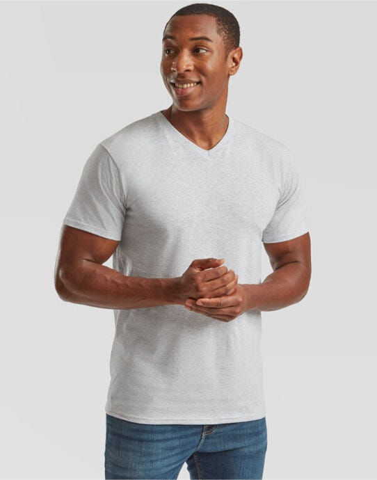 Fruit Of The Loom 61066 FOTL Mens Valueweight V-Neck T - Heather Grey
