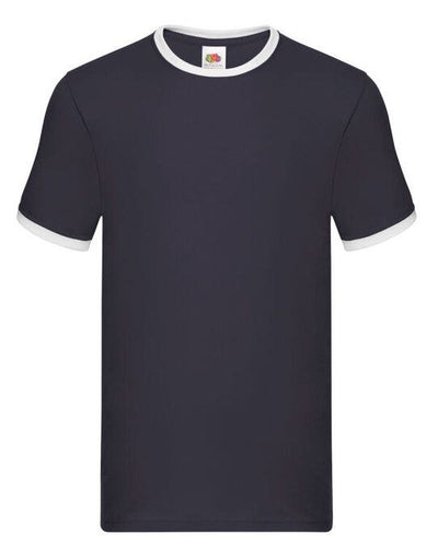Fruit Of The Loom 61168 FOTL Mens Valueweight Ringer T - Navy/White