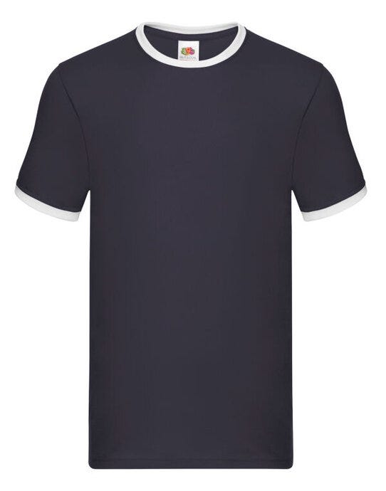 Fruit Of The Loom 61168 FOTL Mens Valueweight Ringer T - Navy/White