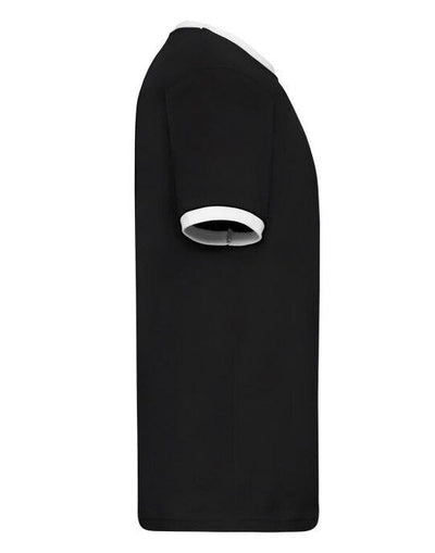 Fruit Of The Loom 61168 FOTL Mens Valueweight Ringer T - Black/White