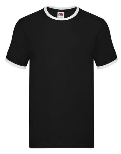 Fruit Of The Loom 61168 FOTL Mens Valueweight Ringer T - Black/White