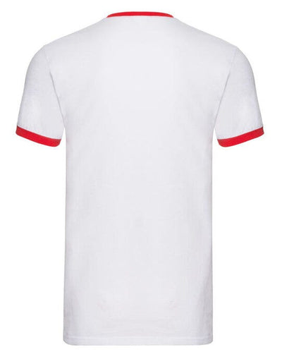 Fruit Of The Loom 61168 FOTL Mens Valueweight Ringer T - White/Red