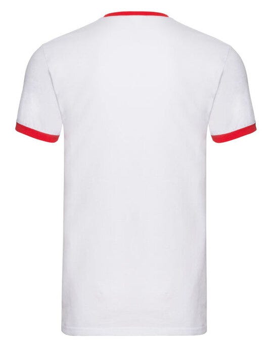 Fruit Of The Loom 61168 FOTL Mens Valueweight Ringer T - White/Red