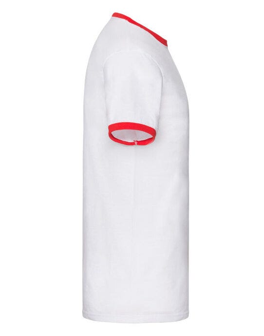 Fruit Of The Loom 61168 FOTL Mens Valueweight Ringer T - White/Red