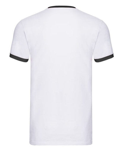 Fruit Of The Loom 61168 FOTL Mens Valueweight Ringer T - White/Black