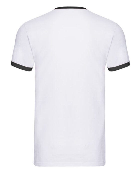 Fruit Of The Loom 61168 FOTL Mens Valueweight Ringer T - White/Black