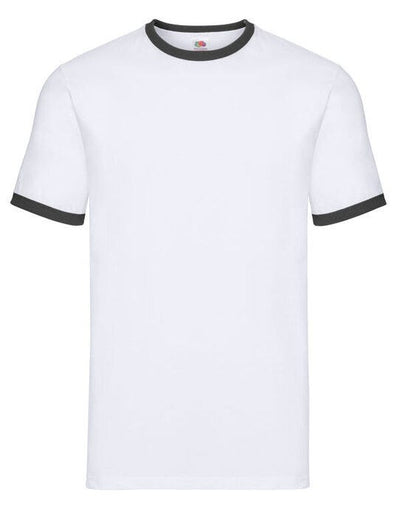 Fruit Of The Loom 61168 FOTL Mens Valueweight Ringer T - White/Black