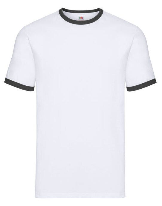 Fruit Of The Loom 61168 FOTL Mens Valueweight Ringer T - White/Black