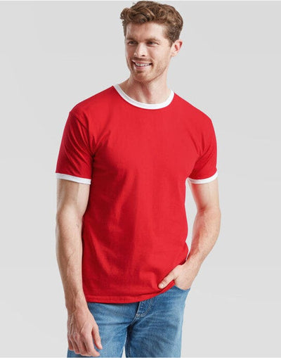 Fruit Of The Loom 61168 FOTL Mens Valueweight Ringer T - Red/White
