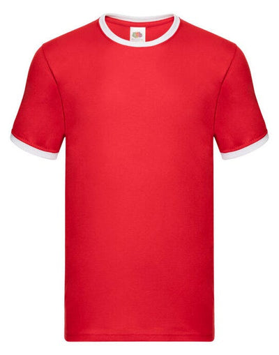 Fruit Of The Loom 61168 FOTL Mens Valueweight Ringer T - Red/White