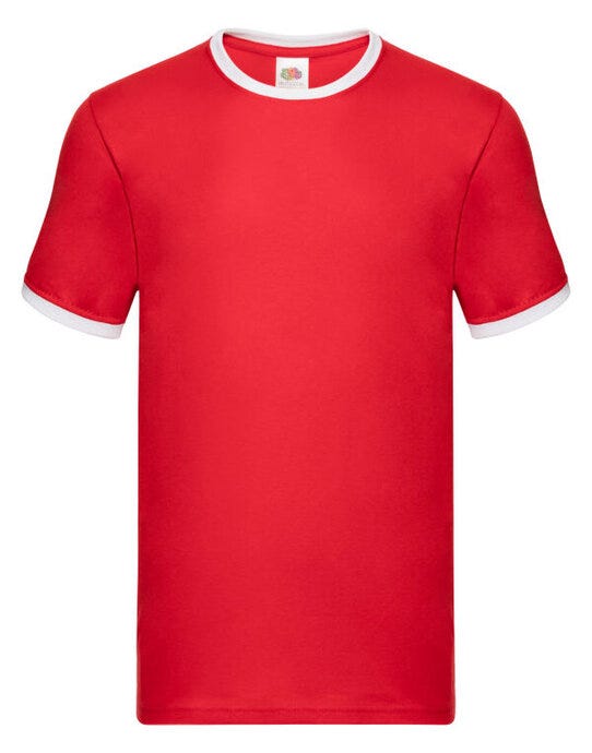 Fruit Of The Loom 61168 FOTL Mens Valueweight Ringer T - Red/White