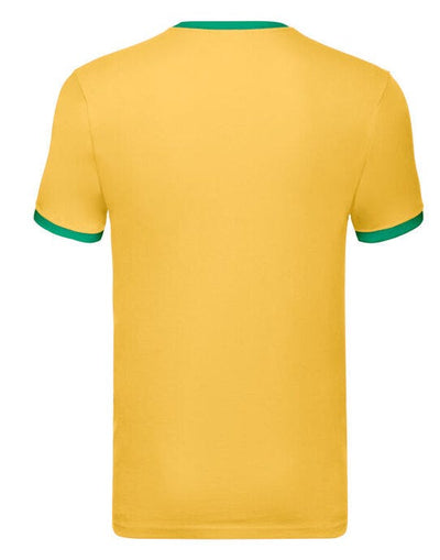 Fruit Of The Loom 61168 FOTL Mens Valueweight Ringer T - Sunflower/Kelly Green