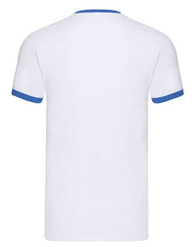 Fruit Of The Loom 61168 FOTL Mens Valueweight Ringer T - White/Royal Blue