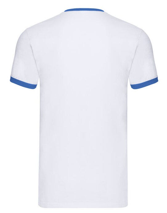 Fruit Of The Loom 61168 FOTL Mens Valueweight Ringer T - White/Royal Blue