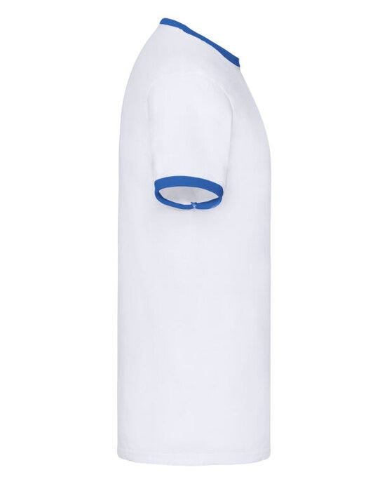 Fruit Of The Loom 61168 FOTL Mens Valueweight Ringer T - White/Royal Blue
