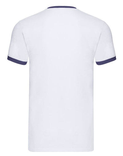 Fruit Of The Loom 61168 FOTL Mens Valueweight Ringer T - White/Navy