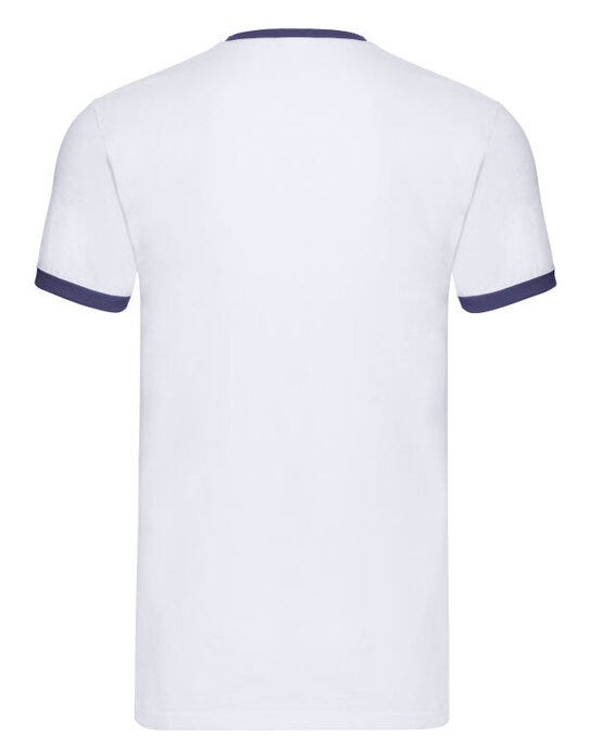Fruit Of The Loom 61168 FOTL Mens Valueweight Ringer T - White/Navy
