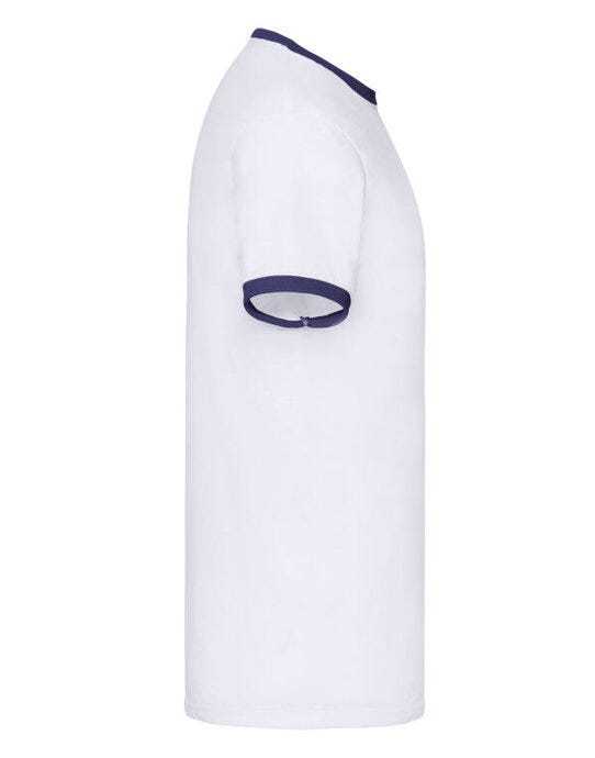 Fruit Of The Loom 61168 FOTL Mens Valueweight Ringer T - White/Navy