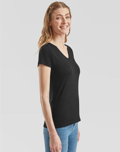 Fruit Of The Loom 61398 FOTL Ladies Valueweight V Neck T - Black