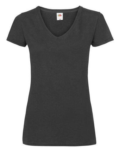 Fruit Of The Loom 61398 FOTL Ladies Valueweight V Neck T - Black