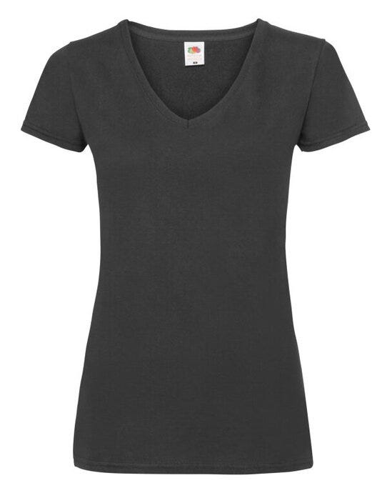 Fruit Of The Loom 61398 FOTL Ladies Valueweight V Neck T - Black