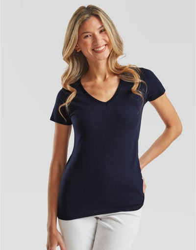 Fruit Of The Loom 61398 FOTL Ladies Valueweight V Neck T - Deep Navy